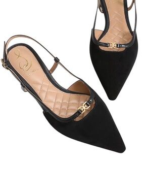 Sam Edelman Cohen black suede and leather sling back pointed toe flats